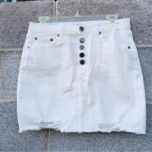 BP White High Waist Distressed 5 Button Short Skirt Size 27 Nordstrom $35 New
